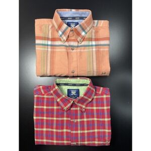 (Lot of 2) Y2K Wrangler 20X Western Cowboy Plaid Button Down Shirts Mens Large